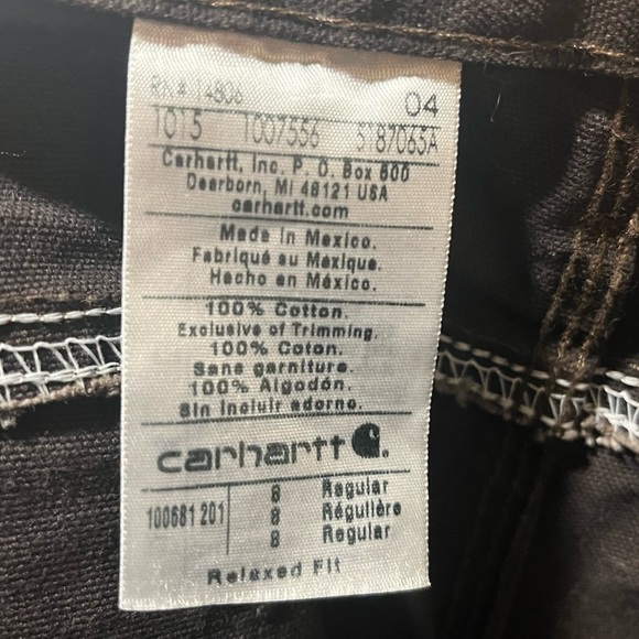 Carhartt Dark Brown Relaxed Fit Cargo Pants Women’s Size 8 - Picture 4 of 4